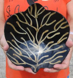 Decorative Hand Carved and Hand Painted Ox Horn, Cow Horn Leaf Shaped bowl/tray 7-1/2 inches for $21.00