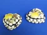 3-3/4 inch Medium Heart Shell Jewelry Boxes Wholesale,  Shell Box covered with natural shells - Packed: 6 @ $2.25 each; (2 packs) 12 @ $2.025 each