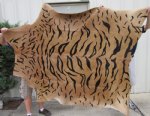 86-1/2" x 68" Tiger Print Cow Skin Rug (You are buying the cow skin pictured)
