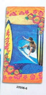 Wholesale 30 x 60 Fiber Reactive Hawaiian Surfer Beach Towel *Sale* Minimum 3 pieces @ $4.00 each