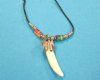 1-1/4" to 1-1/2"  Wholesale Alligator Tooth Necklaces with Multi Colored Beads 20"- Packed: 3 @ $4.00 each
