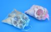 4 inches Mixed Shells in Blue and Pink Mesh Bags Wholesale Beach Wedding Favors and Beach Baby Shower favors; Pack of 12 @ $1.25 each; 3 Packs (36 pcs) @ $1.125 each
