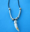 1-1/4  to 1-1/2 inches Wholesale Alligator Tooth Necklaces with silver beads and silver tube beads Minimum: 3 @ $3.75  each;