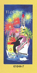 Wholesale 30 x 60 Florida Attractions Fiber Reactive Beach Towel *Sale* - Minimum  3 @ $4.00 each