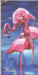 30"x60" Fiber Reactive Pink Flamingo Florida Beach Towels Wholesale  named dropped "Florida" - Pack of 6 @ $6.20 each; Case of 12 @ $5.85 each