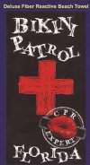 30" x 60" Bikini Patrol Fiber Reactive Florida Beach Towels Wholesale - Packed 6 @ $6.20 each; Case of 12 @ $5.85 each