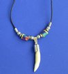 Wholesale Alligator Tooth Necklaces with Multi Colored Abstract Art Beads and 1 inch to 1-1/4 inch gator tooth -  Minimum: 3 @ $3.75 each
