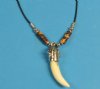Wholesale Alligator Tooth Necklaces with Black and Gold Sunburst Beads, tiny silver gator and 1-1/4" to 1-1/2" gator tooth - Packed 3 @ $4.00 each