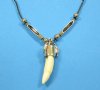 1-1/4 TO 1-1/2 inches wholesale alligator tooth necklaces with silver tube, silver beads and silver tiny gator - Min: 3 @ $4.00 each