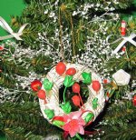 10 Wholesale Shell Flowers Beach Christmas Ornament - 2 inch White Wreath with Tiny Shell Flowers  - <font color=red> *Sale*</font> $.20 each Packed 10 per bag