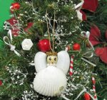 10 Wholesale Seashell Angel Ornaments made out of pecten shells Packed 10 @ .75 each Discount: 10 packs (100 pcs) @.675 each