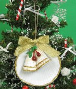 10 Wholesale Shell Christmas Ornaments made  with Moon Shell with Two Strombus Bells  Packed 10 @ $1.35 each (Discount: 30 pc (3 packs +) $1.215 each)