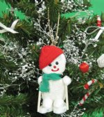 10 Wholesale Sea Biscuit Skiing Snowman Christmas Ornament Packed 10 @ $1.25 each (Discount: 30 pcs (3 packs) + $1.125 ea)