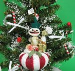 5 Wholesale Seashell Snowman Ornament on Striped Sea Urchin   - <font color=red> *Sale*</font>    Packed 5 @ $.75 each 