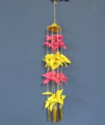 11 inches Wholesale Small Seashell Wind Chimes, Pink & Yellow Cut Shells & Urchins - Packed: 10 per bag @  $1.00  each (Case of 30 @ .90 ea)