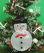 10 Wholesale Capiz Shell Snowman Christmas Ornament with Black Hat Packed 10 @ 1.15 each ;  Bags of  25  pcs @  $1.035 ea)