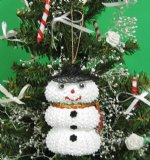 5 Wholesale Sea Urchin Snowman Christmas Ornament with Black Hat Packed 5 @ $1.60 each (Discount: 25 pcs (5 packs) + $1.44 each)