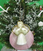 10 Wholesale Moon Shell with Straw Seashell Angel Christmas Ornament Packed 10 @ $1.35 each (Discount: 30 pcs+ (3 packs+) $1.215 ea)