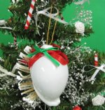 24 Wholesale Pretty  Egg Cowrie Shell with Red and Green Bow Shell Christmas Ornament  - <font color=red> *Sale*</font> Packed 24 @ .50 each *Sale*