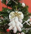 Wholesale Shell Angel Ornaments made with white cerithium shells and heart shells 3-3/4" Tall - Packed: 10 @ $1.45 each; 30 pcs (3 packs) @ $1.305 each