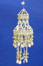 16 inches long Wholesale 2 layered cowrie and cut strombus shell outdoor wind chime - Minimum: 3 @ $4.40 each(Case of 8 @ $3.96 ea)
