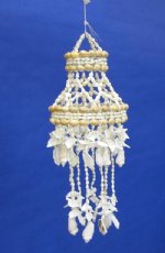 16 inches Wholesale 2 layered cowrie, white nassarius, cut white chulla seashell outdoor wind chimes - Minimum: 3 @ $4.25 ea (Case of 8 @ $3.825 ea) 