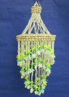 24 inch chandelier with green and yellow cut shells/nassa, cowry & white bubble shells. Minimum 2 @ $10.75 each (Case of 5 @ $9.68 each)