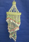 28 inch chandelier with light green and pink cut shells/nassa, cowry & white bubble shells. Minimum 2 @ $13.75 each