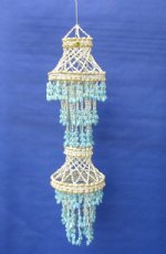 33 inches long Wholesale Large Blue Shell Chandelier with 3 layers for Coastal Home Decorating  - Minimum: 2 @ $13.60 each (Case of 4 @ $11.52 ea)