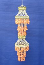 Peach Large Shell Chandeliers Wholesale 33 inches long For Beach Themed Decorating  - Minimum: 2 @ $13.60 each (Case of 4 @ $12.24 ea)