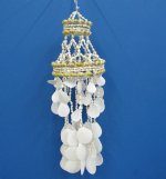 18 inch 2 Layered White Seashell Wind Chimes Wholesale made with Sun Shells, - Minimum: 3 @ $4.25 ea (Case of 8 @ $3.825 ea)