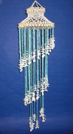 45 inches long Wholesale Dyed Blue Nassarius, Cut Shells Spiral Wind Chime, Shell Chandelier  - Minimum: 2 @ $9.95 ea (Case of 6 @ $8.955 ea)