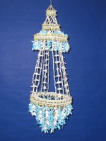 30 inches Wholesale Blue and White Seashell Hanging Plant Baskets with Cut Shells - Minimum: 2 @ $12.50 (Case of 4 @ $11.25 ea)