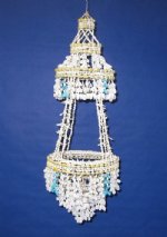 Wholesale White Seashell Hanging Baskets for Plants with Blue Shells 29 inches - Minimum: 2 @ $12.50 each (Case of 5 @ $11.25 ea)