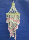 28 inch chandelier with pink and teal cut shells/nassa, cowry & white bubble shells. Minimum 2 @ $10.75 each (Case of 5 @ $9.68 each)