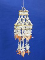 16 inches Wholesale 2 layered seashell wind chimes, cowries, bubble shells,cut strombus  -Minimum: 3 pcs @ $5.00 ea (Case of 12 @ $4.50 ea) 