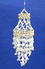 16" Wholesale seashell outdoor wind chime with 5 draped strands of nassarius, bubble shells  - Minimum: 2 @ $5.60 each (Case of 8 @ $5.04 ea)