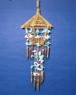18 inches Wholesale Twig bird house with white bubble and blue cut shells wind chime 18 inches  - Minimum: 2 @ $5.30 each (Case of 10 @ $4.77 ea)
