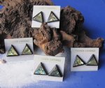 Wholesale Green Abalone Shell Triangle Earrings 3 pair @ $1.00 a pair