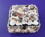 4 inches Square Seashell Jewelry Box, Shell Covered Boxes Wholesale Minimum: 6 @ $2.00 each; 15 @ $1.80 each