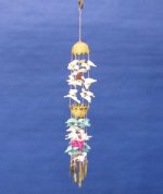 18 inches Wholesale Tiny Wood Parrot with Pink and Blue Cut Shells Wind Chime - Packed: 12 @ $1.20 ea (Case of 24 (2 packs) @ $1.08 ea)