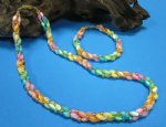 3 Strand Necklace with Multi Colored Dyed Mother of Pearl Rice with Gold beads Available in 24" $6.90 ea, 18" $5.25 each & 7-1/2" $2.45 each