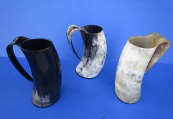 Wholesale Polished buffalo horn mug measuring 8" tall -  $28.00 each; 8 pcs @ $25.20 each