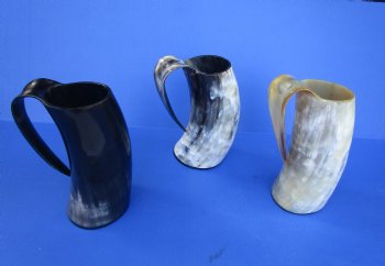 Wholesale Polished buffalo horn mug measuring 8" tall -  $28.00 each; 8 pcs @ $25.20 each