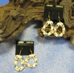 Wholesale 3 strand Mother of Pearl Hoop Earrings with Pink and Blue Beads Minimum 2 pair @ $2.05 a pair
