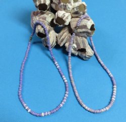 Wholesale Coconut Jewelry with Light Purple Coconut Beads and White Puka Beads 18" - $18.00 dozen; 5 dozen @ $16.20 dozen