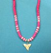 Wholesale Shark Tooth Necklaces on Pink Coconut Beads 18 inches - $15.00 a dozen ($1.25 ea); 6 dozen @ $13.50 a dozen