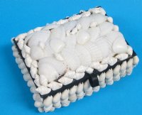  4" X 3" Wholesale White Rectangle Shell Jewelry Boxes for beach wedding favors - Packed 6 @ $1.75 each; 