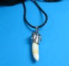 1-1/8 to 1-1/2 inches Alligator Tooth Necklaces Wholesale on Black Faux Leather Rope 18 inches - Minimum 3 @ $4.00 each
