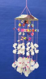 Wholesale Rainbow Colored Cockle Seashell Wind Chime - 24 inches long Minimum 2 pieces @ <font color=red>SALE $4.75 each</font>